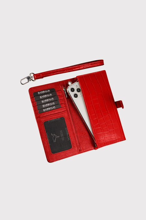 Zoozie Bags Cartera Croco Red Mujer Cuero PU Vibrante Elegante Sofisticada Organizador Regalo 17x1.5x9 cm Rojo